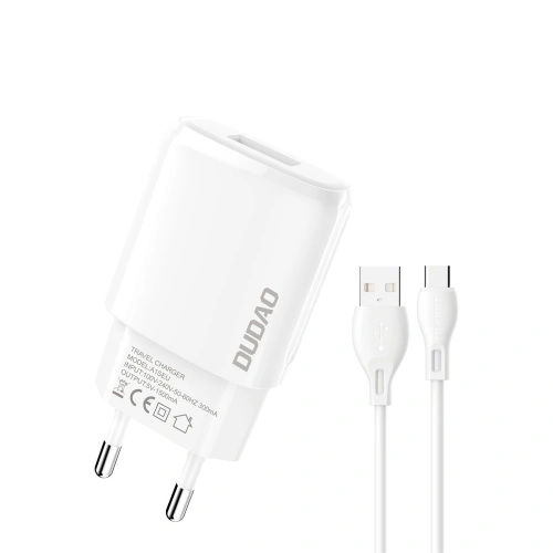 Buy Dudao USB 7.5W Wall Charger + USB/USB-C cable 1m white (A1sEUT) - DDA247 - {ean13} - Home Screen Store Europe