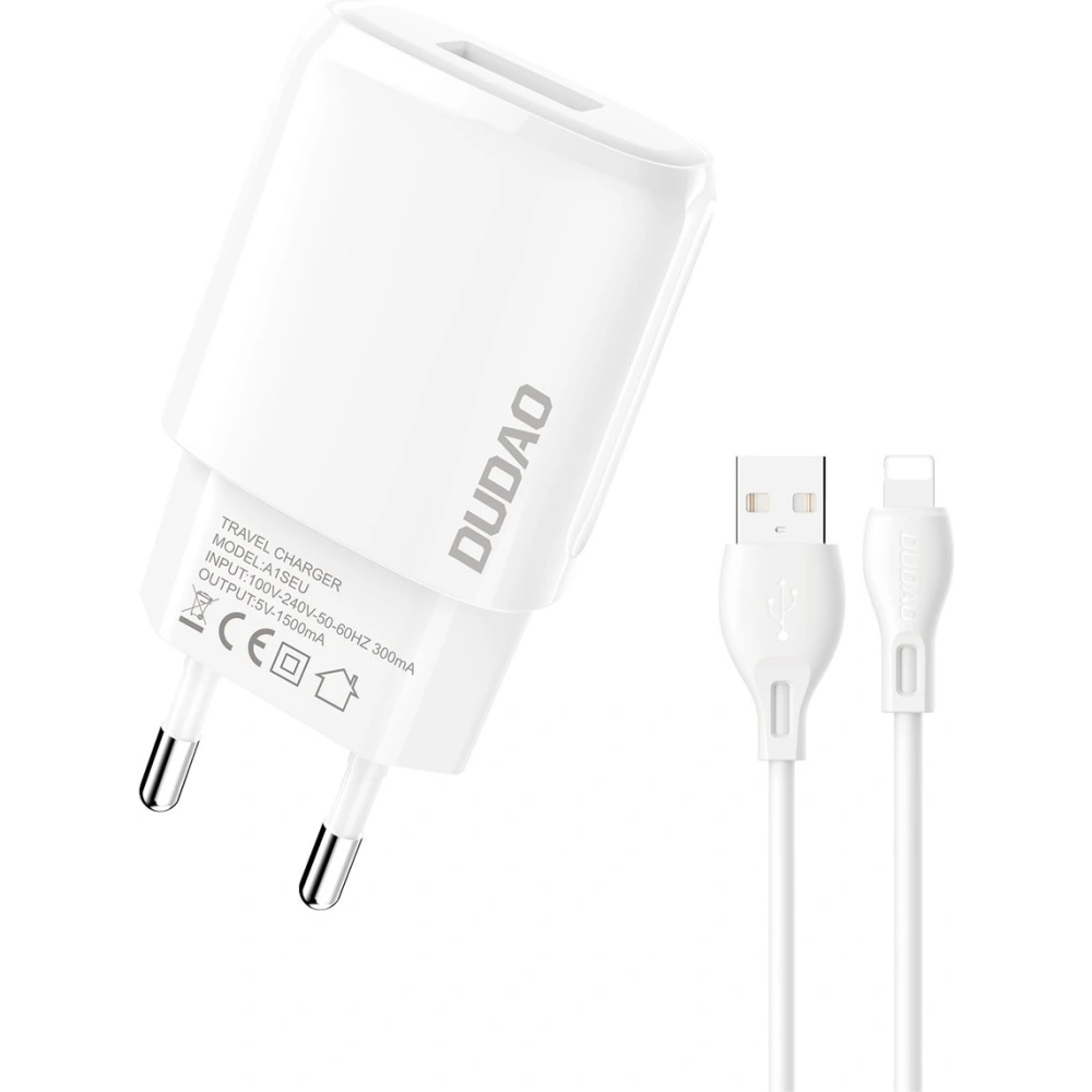 Ładowarka sieciowa Dudao USB 7.5W + kabel USB/Lightning 1m biały (A1sEUL)