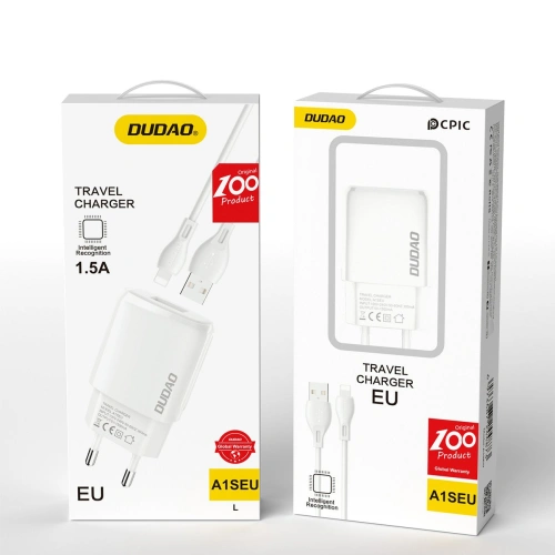 Kup Încărcător de rețea Dudao USB 7.5W + cablu USB/Lightning 1m alb (A1sEUL) - DDA248 - {ean13} - Sklep Home Screen