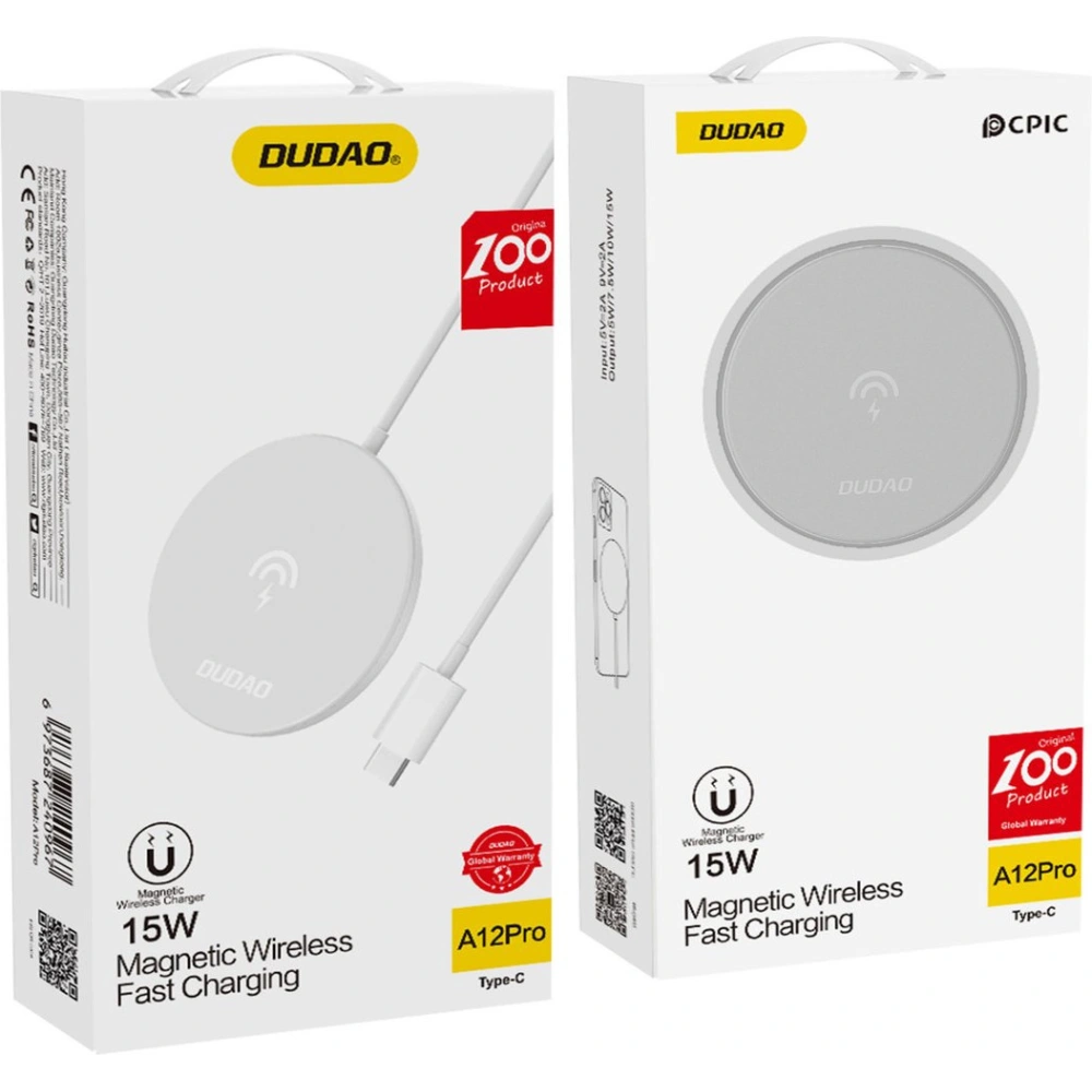 Ładowarka bezprzewodowa Dudao Qi 15W biały (A12Pro)