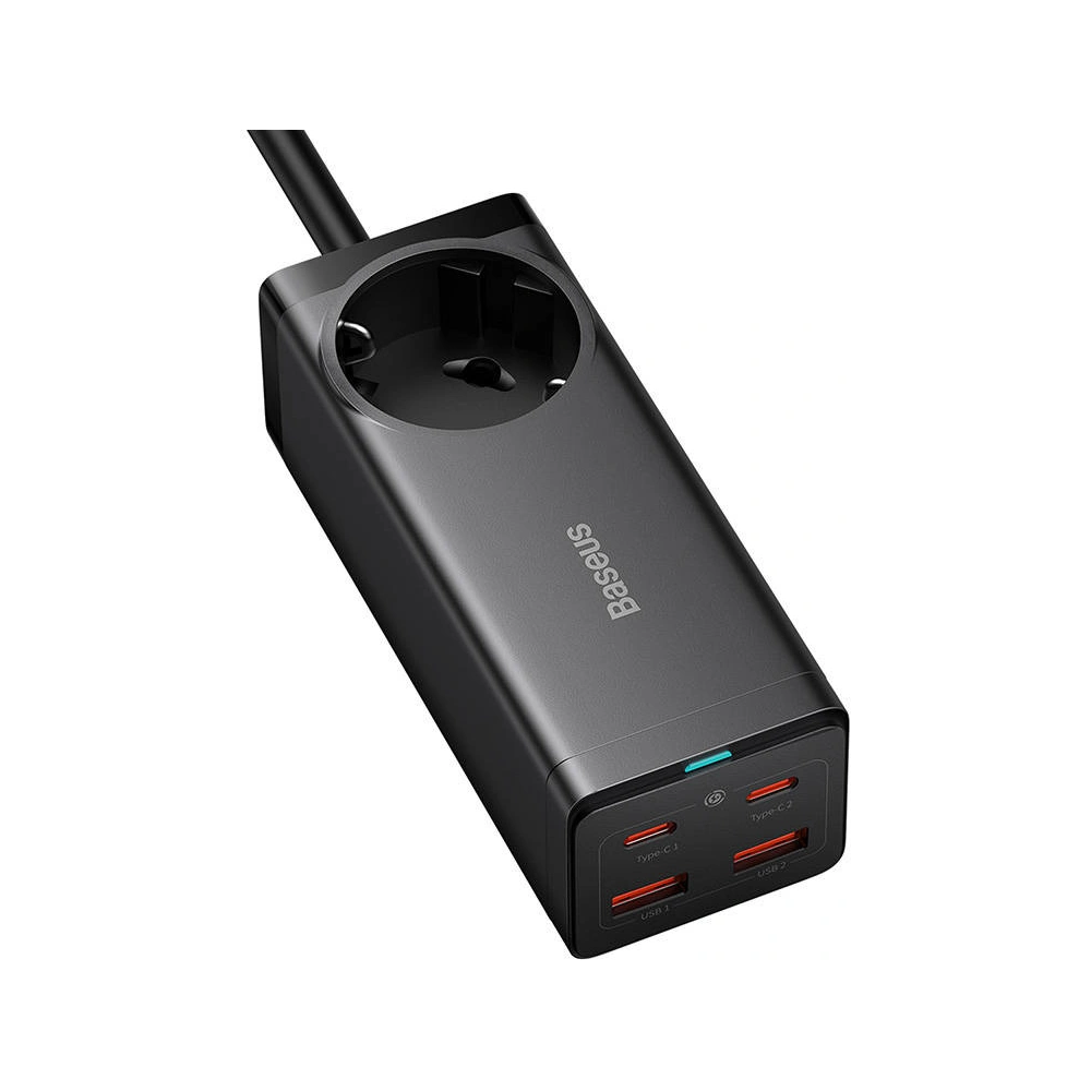 Ładowarka sieciowa / listwa zasilająca Baseus GaN3 Pro 2x USB + 2xUSB-C + AC, 100W (czarna)