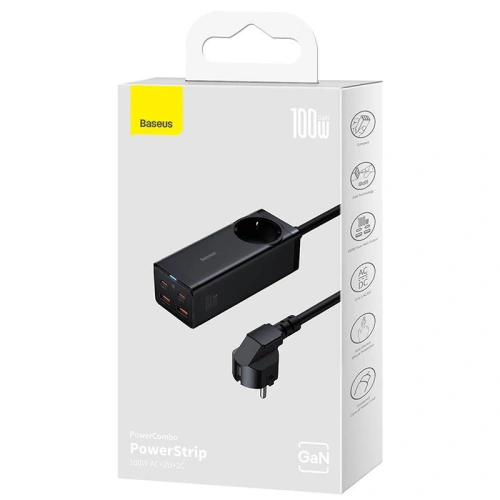 Kup Încărcător de rețea / priză de alimentare Baseus GaN3 Pro 2x USB + 2xUSB-C + AC, 100W (neagră) - BSU3716 - {ean13} - Sklep Home Screen