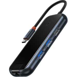 Kup Hub 5in1 Baseus AcmeJoy Serie USB-C - 2xUSB 3.0 + USB 2.0 + USB-C PD + RJ45 (grau) - BSU3718 - {ean13} - Sklep Home Screen