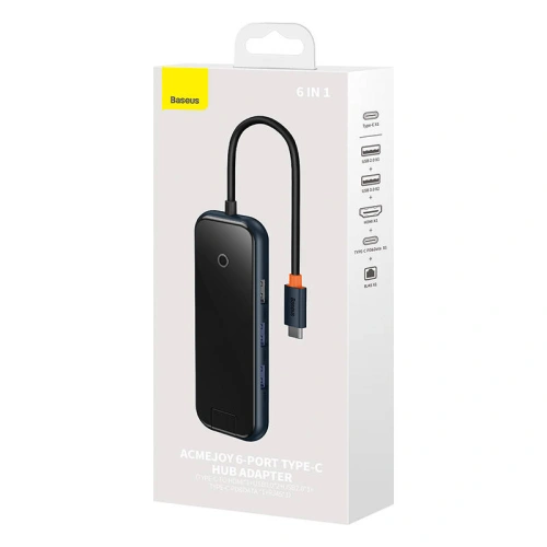Kup Hub 6w1 Baseus AcmeJoy Series USB-C - 2xUSB 3.0 + USB 2.0 + USB-C PD + HDMI + RJ45 (gri) - BSU3720 - {ean13} - Sklep Home Screen