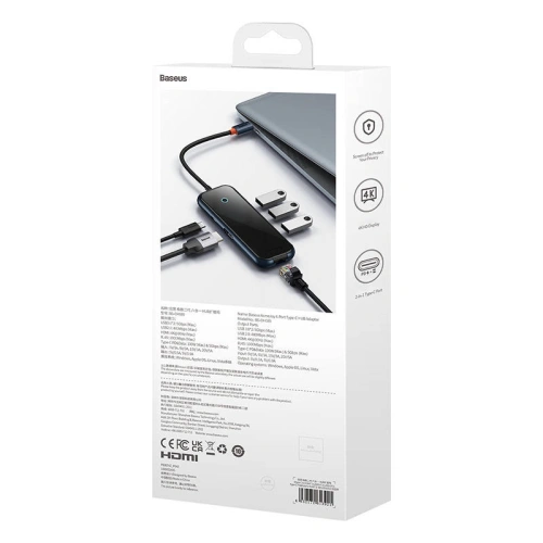 Buy Hub 6in1 Baseus AcmeJoy Series USB-C - 2xUSB 3.0 + USB 2.0 + USB-C PD + HDMI + RJ45 (gray) - BSU3720 - {ean13} - Home Screen Store Europe