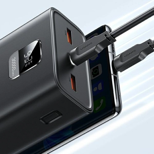 Kup Powerbank USAMS PB68 30000mAh 65W QC 3.0 PD Încărcare Rapidă + cablu USB-C/USB-C 100W negru (US-CD185) - USA817 - {ean13} - Sklep Home Screen
