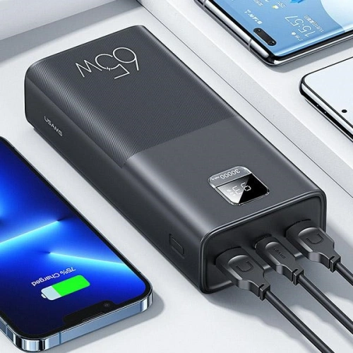 Kup Powerbank USAMS PB68 30000mAh 65W QC 3.0 PD Încărcare Rapidă + cablu USB-C/USB-C 100W negru (US-CD185) - USA817 - {ean13} - Sklep Home Screen