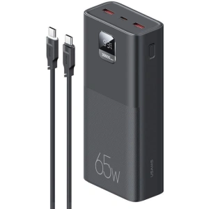 Powerbank USAMS PB68 30000mAh 65W QC 3.0 PD Fast Charge + kabel USB-C/USB-C 100W czarny/black (US-CD185)