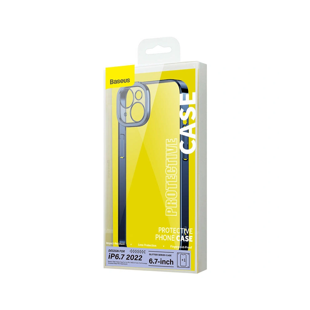 Zestaw etui + szkło Baseus Glitter Apple iPhone 14 Plus / 15 Plus (niebieski)