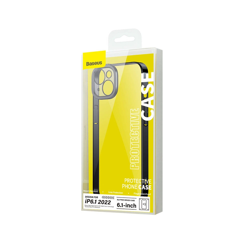 Zestaw etui + szkło Baseus Glitter Apple iPhone 14 (czarny)