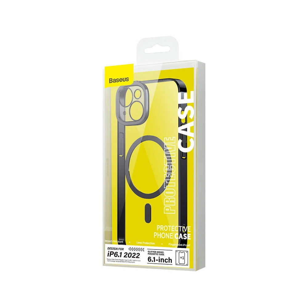 Zestaw etui + szkło Baseus Glitter MagSafe Apple iPhone 14 (czarny)