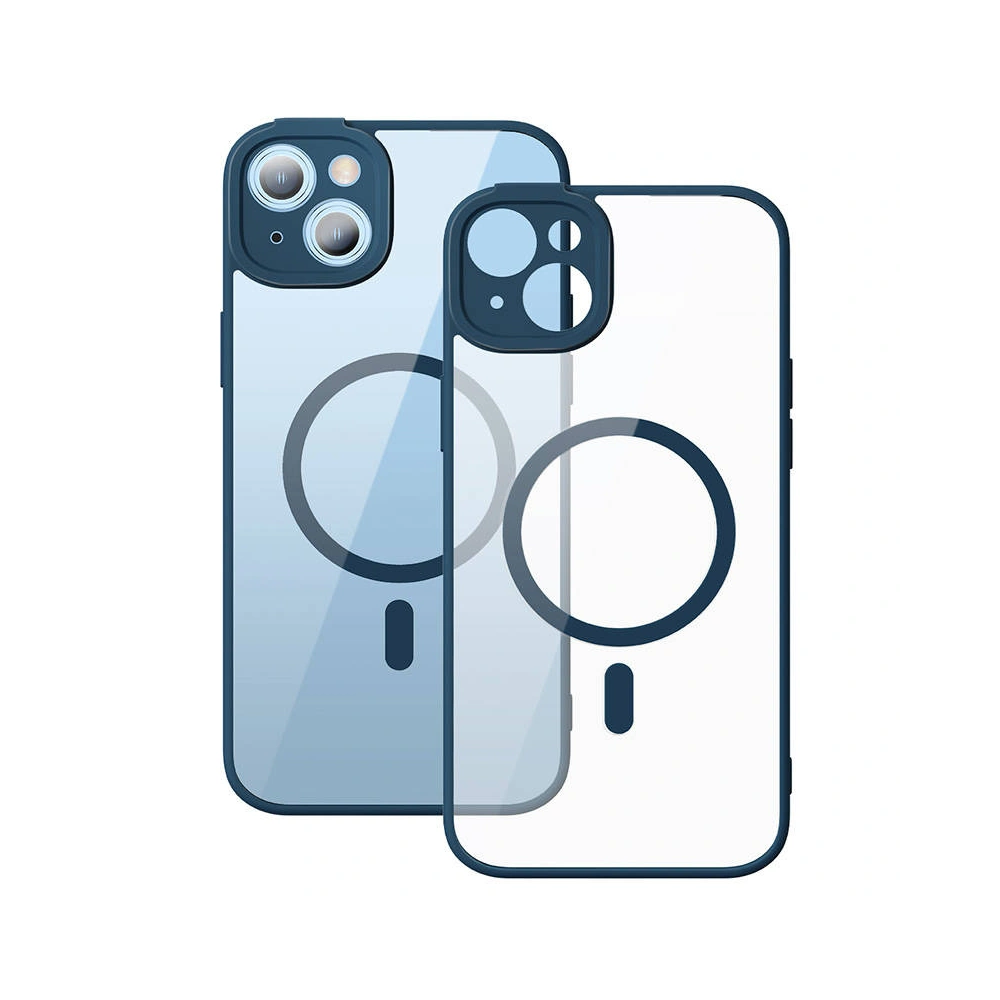 Zestaw etui + szkło Baseus Frame MagSafe Apple iPhone 14 Plus / 15 Plus (niebieski)