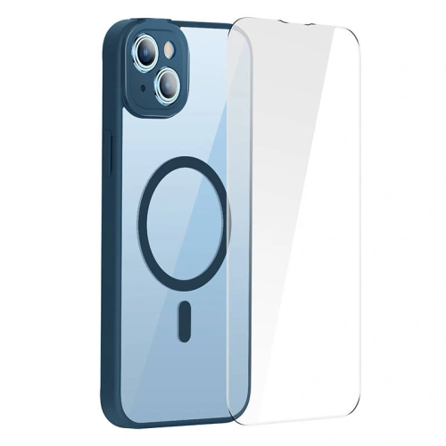 Kup Set mit Case + Glas Baseus Frame MagSafe Apple iPhone 14 Plus / 15 Plus (blau) - BSU3801 - {ean13} - Sklep Home Screen
