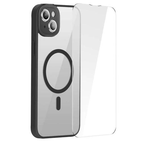 Kup Set Case + Glas Baseus Frame MagSafe Apple iPhone 14 Plus / 15 Plus (schwarz) - BSU3803 - {ean13} - Sklep Home Screen