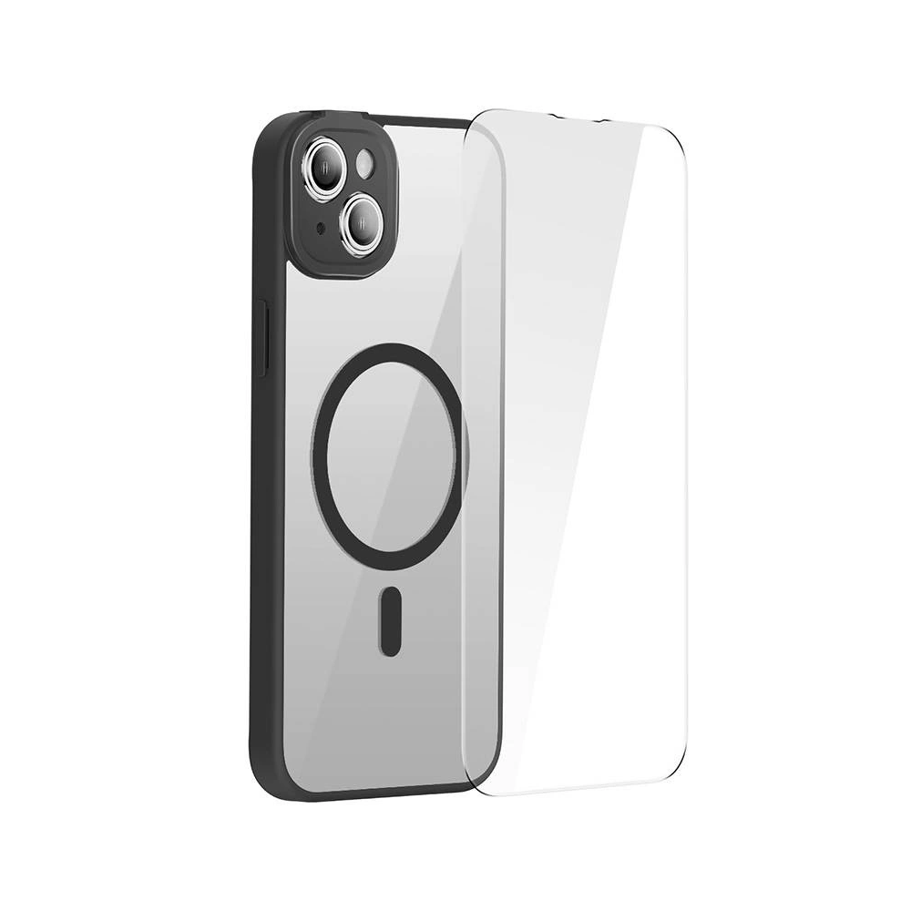 Zestaw etui + szkło Baseus Frame MagSafe Apple iPhone 14 Plus / 15 Plus (czarny)