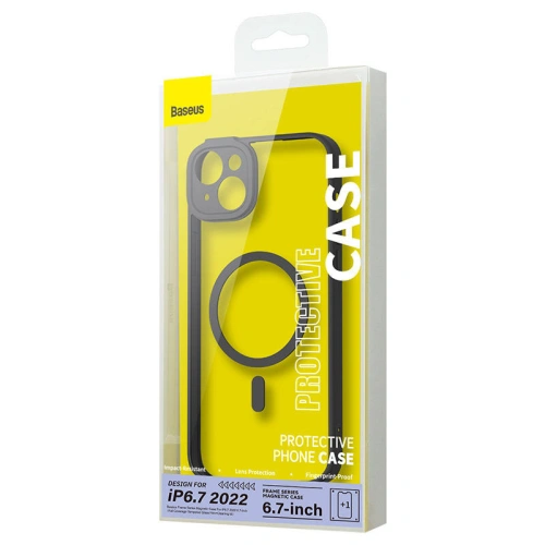 Kup Set Case + Glas Baseus Frame MagSafe Apple iPhone 14 Plus / 15 Plus (schwarz) - BSU3803 - {ean13} - Sklep Home Screen