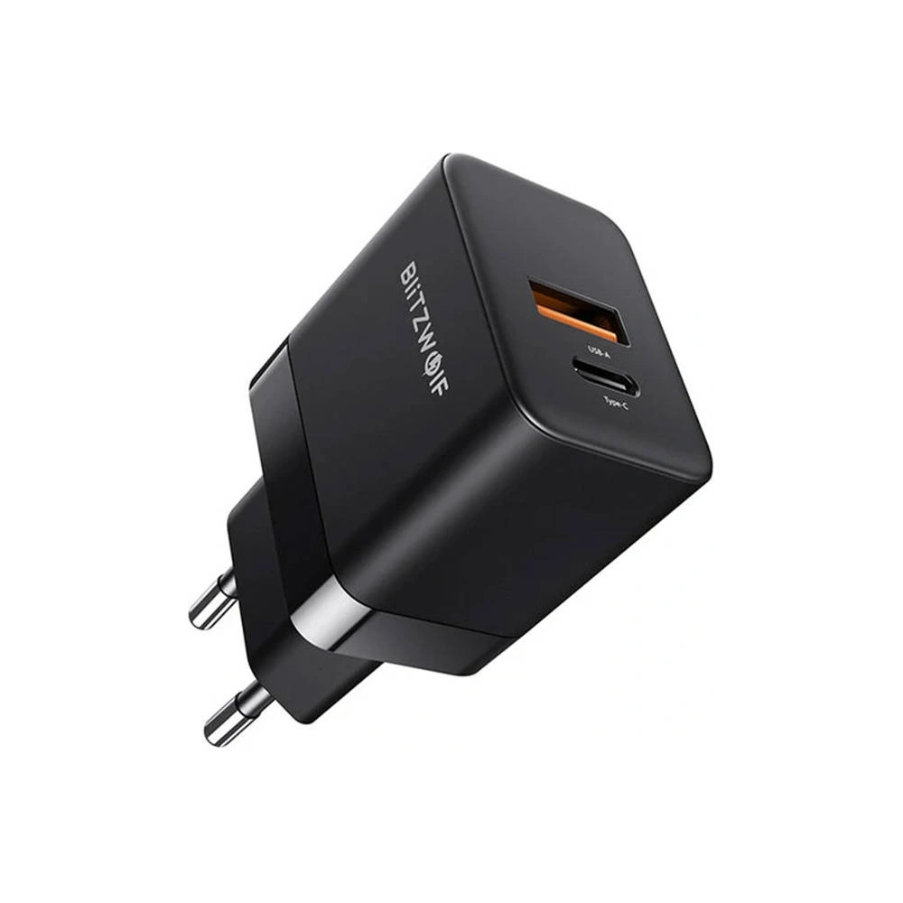 Ładowarka sieciowa Blitzwolf BW-S21 GaN 35W, USB + USB-C (czarna)