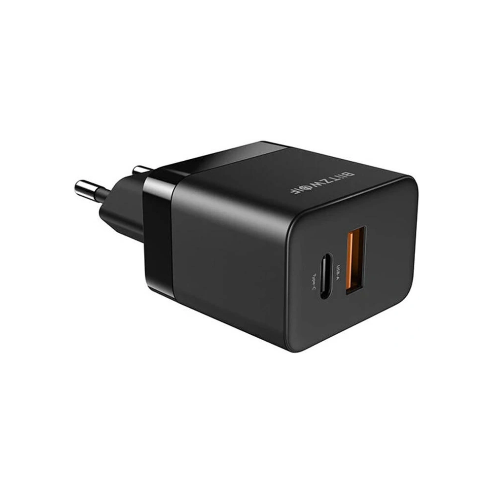 Ładowarka sieciowa Blitzwolf BW-S21 GaN 35W, USB + USB-C (czarna)