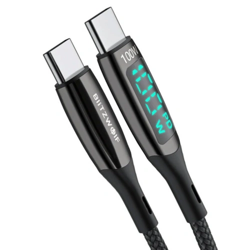 Kup USB-C zu USB-C Kabel BlitzWolf BW-TC23, mit Display, 100W, 0.9m (schwarz) - BLZ513 - {ean13} - Sklep Home Screen