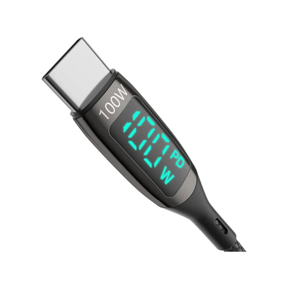 Kabel USB-C do USB-C BlitzWolf BW-TC23, z wyświetlaczem, 100W, 0.9m (czarny)