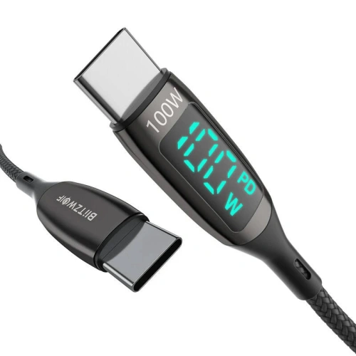 Kup USB-C zu USB-C Kabel BlitzWolf BW-TC23, mit Display, 100W, 0.9m (schwarz) - BLZ513 - {ean13} - Sklep Home Screen