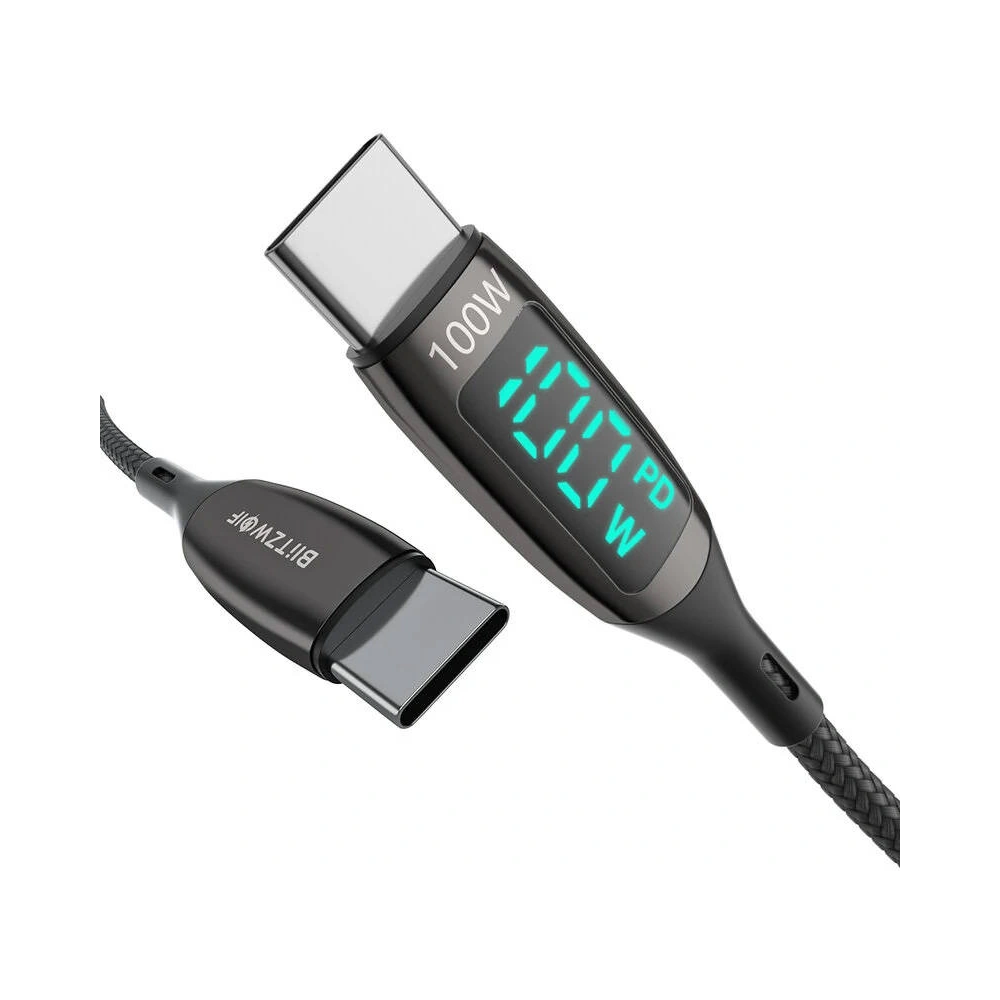 Kabel USB-C do USB-C BlitzWolf BW-TC23, z wyświetlaczem, 100W, 0.9m (czarny)