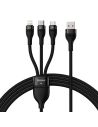 Kabel USB 3w1 Baseus Flash II, USB-C + micro USB + Lightning, 66W, 1.2m (černý)