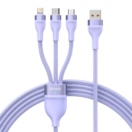 Kup Kabel USB 3w1 Baseus Flash II, USB-C + micro USB + Lightning, 66W, 1.2m (fialový) - BSU3811 - {ean13} - Sklep Home Screen