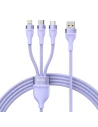 Kabel USB 3w1 Baseus Flash II, USB-C + micro USB + Lightning, 66W, 1.2m (fialový)