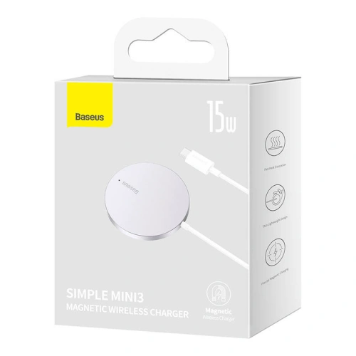 Kup Ładowarka bezprzewodowa Baseus Simple Mini3 MagSafe 15W (srebrna) - BSU3813 - {ean13} - Sklep Home Screen