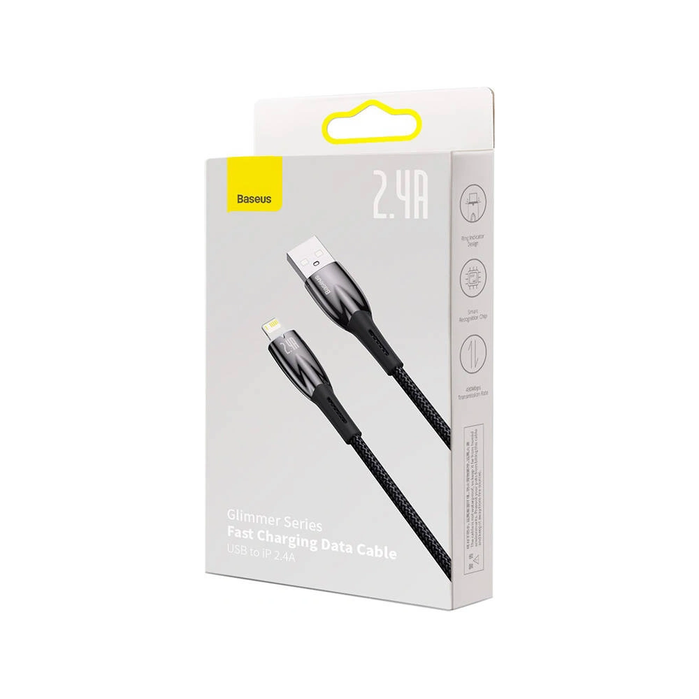 Kabel USB-A/Lightning Baseus Glimmer, 2.4A, 2m (czarny)