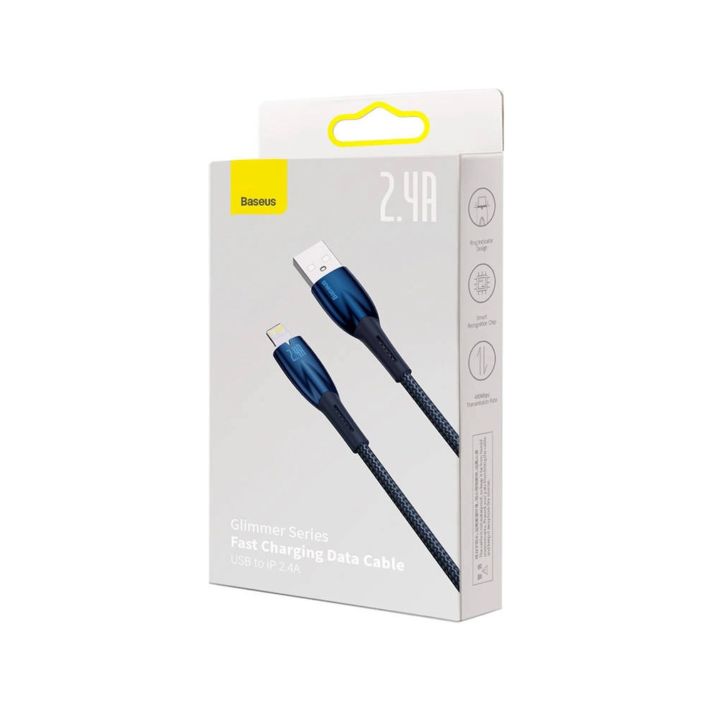 Kabel USB-A/Lightning Baseus Glimmer, 2.4A, 2m (niebieski)