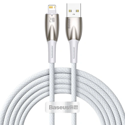 Kup Cablul USB-A/Lightning Baseus Glimmer, 2.4A, 2m (alb) - BSU3823 - {ean13} - Sklep Home Screen