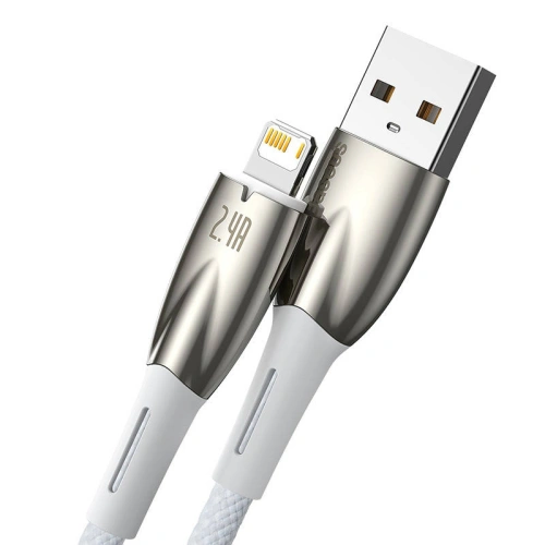 Kup Cablul USB-A/Lightning Baseus Glimmer, 2.4A, 2m (alb) - BSU3823 - {ean13} - Sklep Home Screen