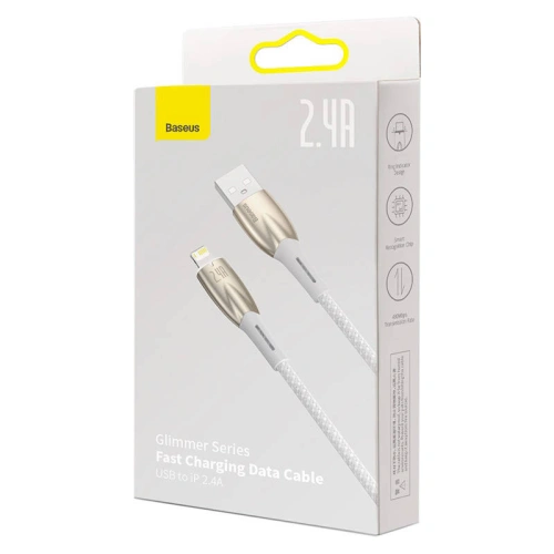Kup USB-A/Lightning-Kabel Baseus Glimmer, 2.4A, 2m (weiß) - BSU3823 - {ean13} - Sklep Home Screen