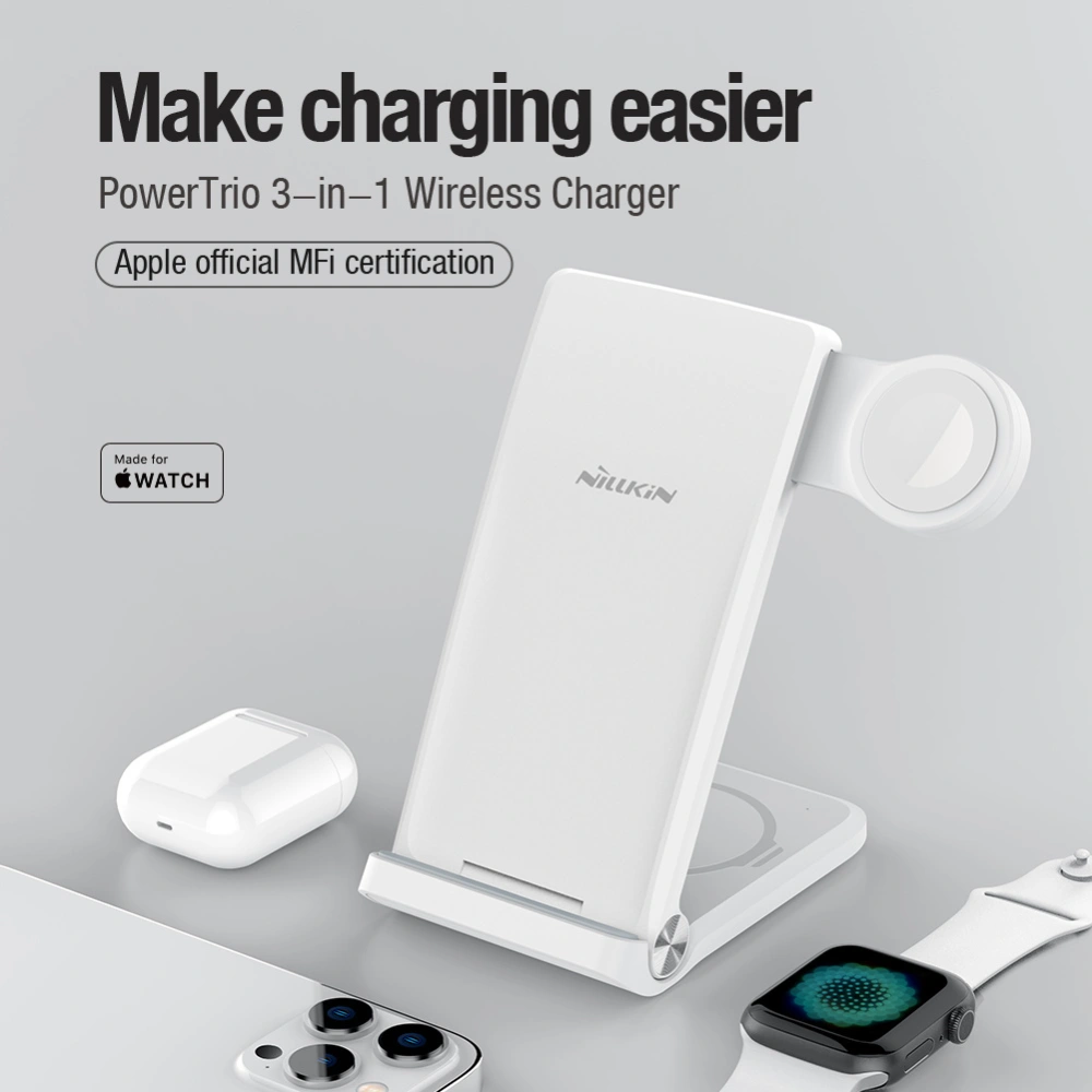 Ładowarka bezprzewodowa Nillkin Wireless Charging Powertrio 3in1 MFI + adapter Apple Watch