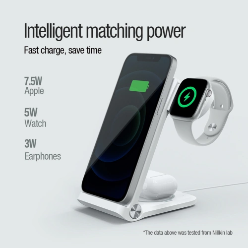 Kup Încărcător wireless Nillkin Wireless Charging Powertrio 3in1 MFI + adaptor Apple Watch - NLK877 - {ean13} - Sklep Home Screen