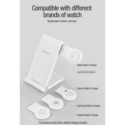 Kup Încărcător wireless Nillkin Wireless Charging Powertrio 3in1 MFI + adaptor Apple Watch - NLK877 - {ean13} - Sklep Home Screen