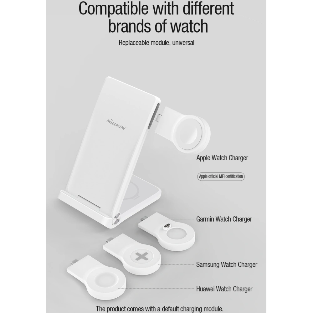 Ładowarka bezprzewodowa Nillkin Wireless Charging Powertrio 3in1 MFI + adapter Apple Watch