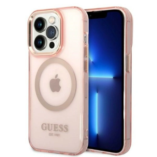 Kup Case Guess GUHMP14LHTCMP Apple iPhone 14 Pro rosa/pink Hartschale Goldrand Translucent MagSafe - GUE2319 - {ean13} - Sklep Home Screen