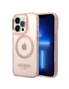 Etui Guess GUHMP14LHTCMP Apple iPhone 14 Pro różowy/pink hard case Gold Outline Translucent MagSafe