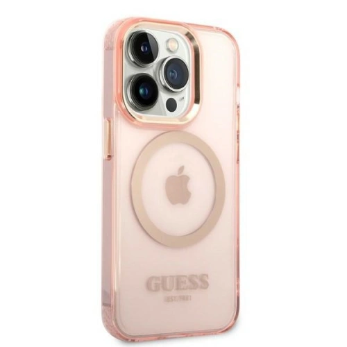 Kup Case Guess GUHMP14LHTCMP Apple iPhone 14 Pro rosa/pink Hartschale Goldrand Translucent MagSafe - GUE2319 - {ean13} - Sklep Home Screen