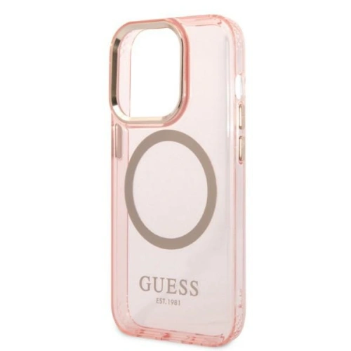 Kup Case Guess GUHMP14LHTCMP Apple iPhone 14 Pro rosa/pink Hartschale Goldrand Translucent MagSafe - GUE2319 - {ean13} - Sklep Home Screen