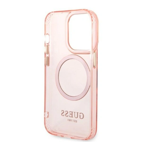 Kup Case Guess GUHMP14LHTCMP Apple iPhone 14 Pro rosa/pink Hartschale Goldrand Translucent MagSafe - GUE2319 - {ean13} - Sklep Home Screen