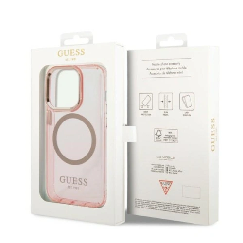 Kup Case Guess GUHMP14LHTCMP Apple iPhone 14 Pro rosa/pink Hartschale Goldrand Translucent MagSafe - GUE2319 - {ean13} - Sklep Home Screen