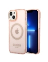 Etui Guess GUHMP14MHTCMP Apple iPhone 14 Plus / 15 Plus růžový/pink tvrdý kryt Gold Outline Translucent MagSafe
