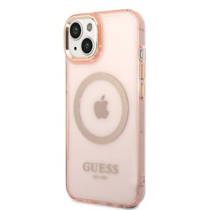 Etui Guess GUHMP14MHTCMP Apple iPhone 14 Plus / 15 Plus różowy/pink hard case Gold Outline Translucent MagSafe