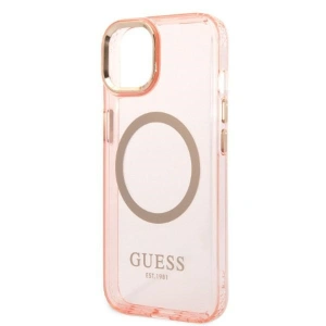 Etui Guess GUHMP14MHTCMP Apple iPhone 14 Plus / 15 Plus różowy/pink hard case Gold Outline Translucent MagSafe