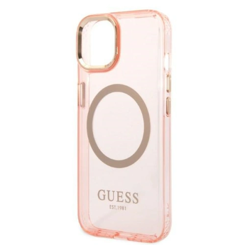 Buy Guess GUHMP14MHTCMP Apple iPhone 14 Plus / 15 Plus pink hard case Gold Outline Translucent MagSafe - GUE2320 - {ean13} - Home Screen Store Europe