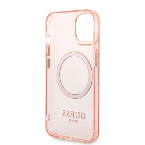 Buy Guess GUHMP14MHTCMP Apple iPhone 14 Plus / 15 Plus pink hard case Gold Outline Translucent MagSafe - GUE2320 - {ean13} - Home Screen Store Europe
